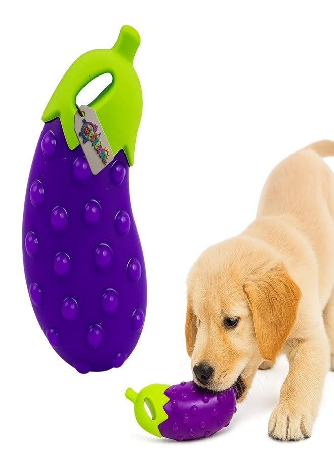 ويستيرن إرا لعبة صرير على شكل باذنجان للكلاب من العصر الغربي | تصميم مطاطي على شكل باذنجان للمضغ | صفارة مدمجة للمرح | سطح ناعم للجراء في مرحلة التسنين | لعبة تنظيف الأسنان | لعبة تفاعلية للعب والجلب (النوع 4) - Image 1